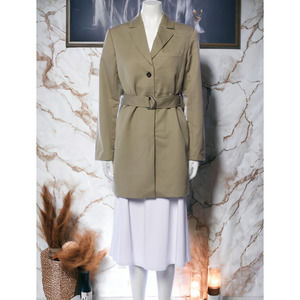 (60% OFF) NWT Anine Bing Green Belted Knee High Trench Coat L MSRP: $756.